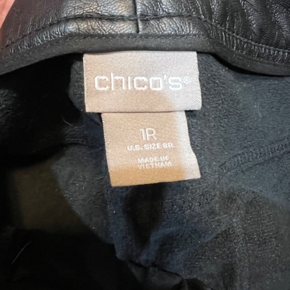 Black Faux Leather Chico's Four Pocket Pants 1R - Picture 4 of 4